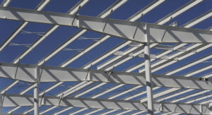 Pre-engineered metal building in construction