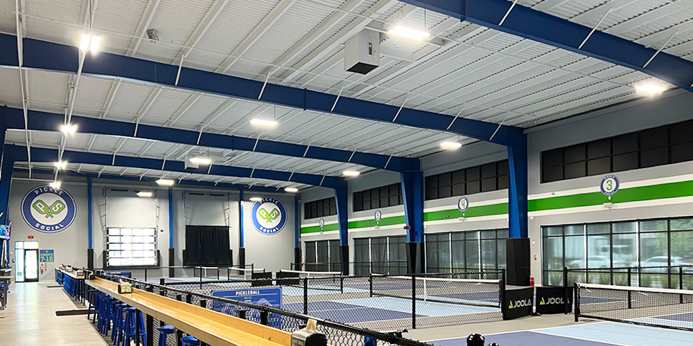 Indoor pickleball courts athletic metal building