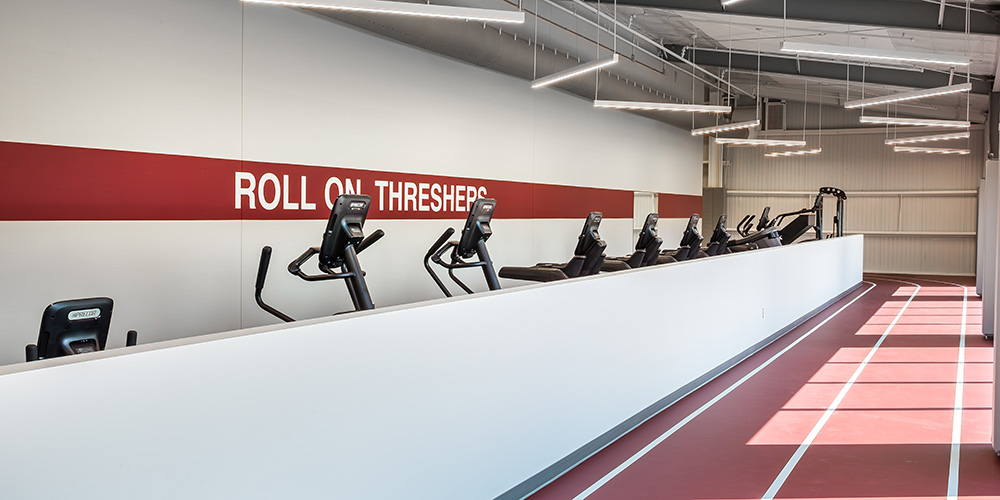 Steel building with indoor track