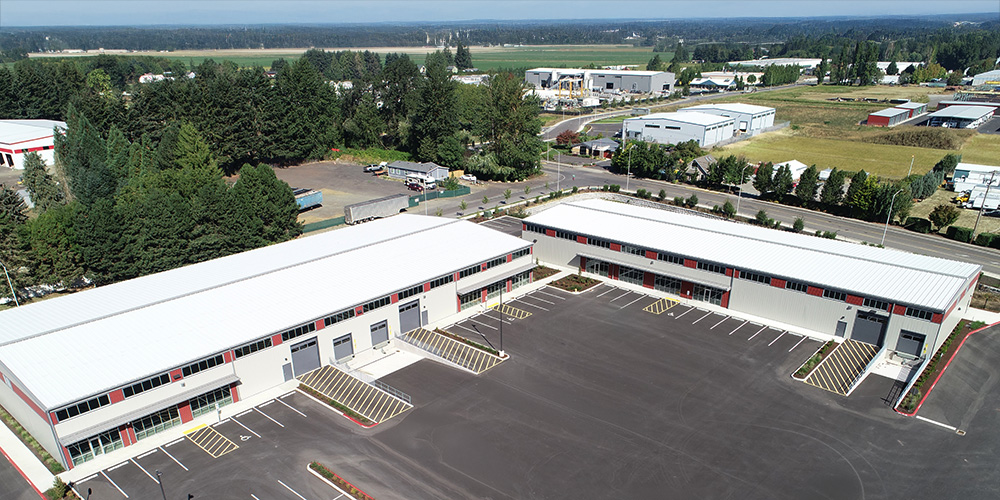 Industrial park metal buildings
