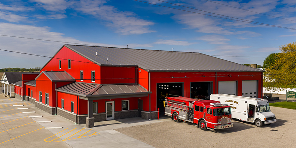 Metal building fire station